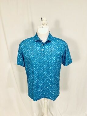 Peter Millar Blue Bottle Micro-Printed Polo